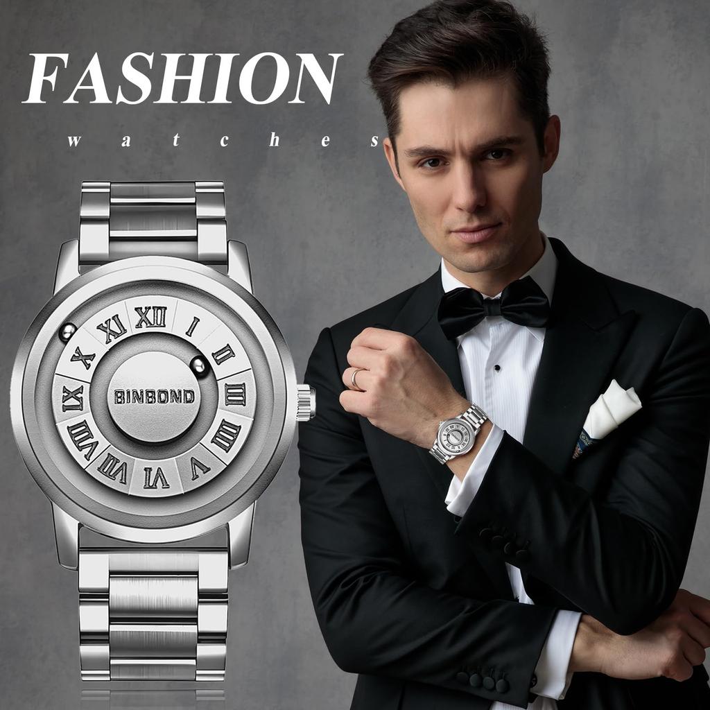 Vattentät Magnetisk Snygg och Populär Kvarts Modeklocka med Rostfritt Perfekt för och Vardaglig Bekväm för och som en Gåva till Honom Herrklocka,