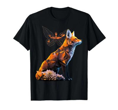 Fuchs Schmetterlingsmotiv Kunst Tier Fuchs T-Shirt