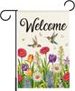 Welcome Spring Garden Ag 12x18 Inch Double Sided, Oral Hummingbird Outdoor Welcome Decor for Patio Yard Lawn DDN LLX