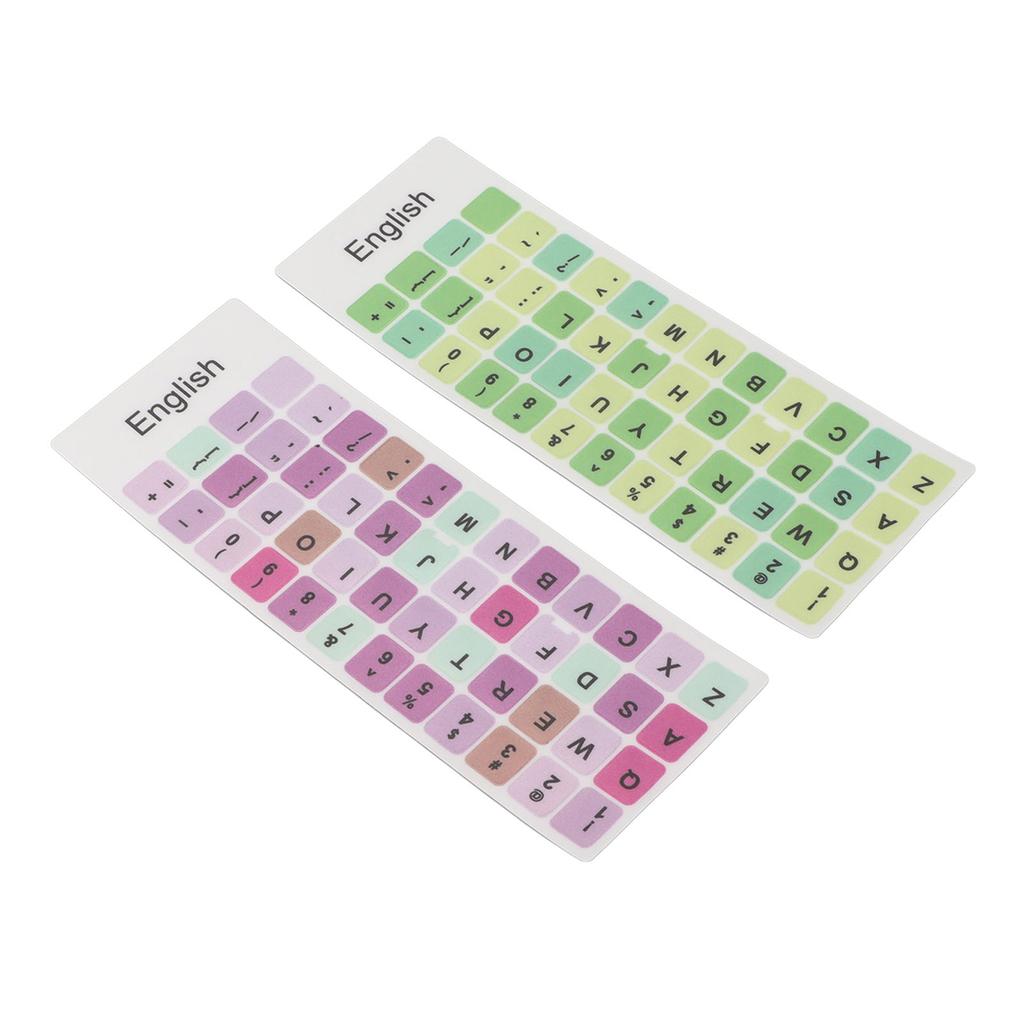 2pcs Keyboard Stickers Colorful English Language Dustproof Waterproof Coating PVC Material Computer Keycaps Stickers
