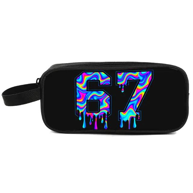 Colorful Number 67 Double Layered Fabric Pencil Case Handheld Design for Boys/Girls-Best Gift 3D Cartoon School Use Children