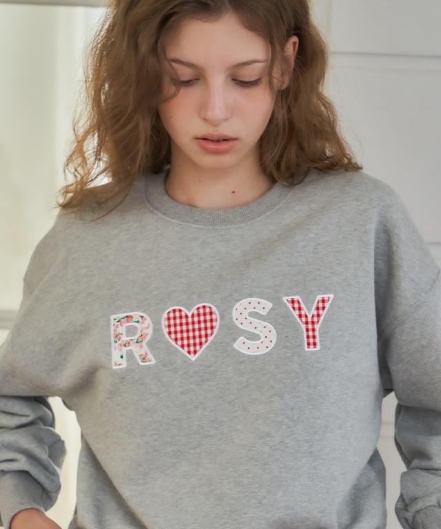 RONRON Rosy Applique Crop Sweatshirts Gray
