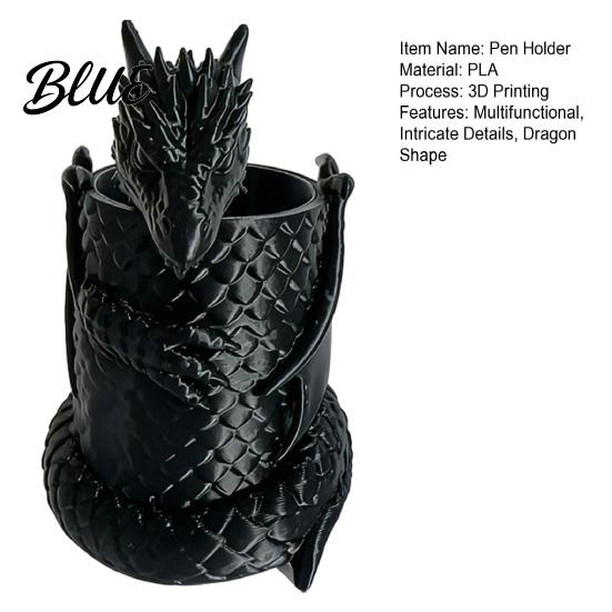 Unique Dragon Gifts for Men Shape Pen Holder 3D Printed Cup Decorative Desk Practical PLA Container Organizer Pencils Makeup Brushes Stationery