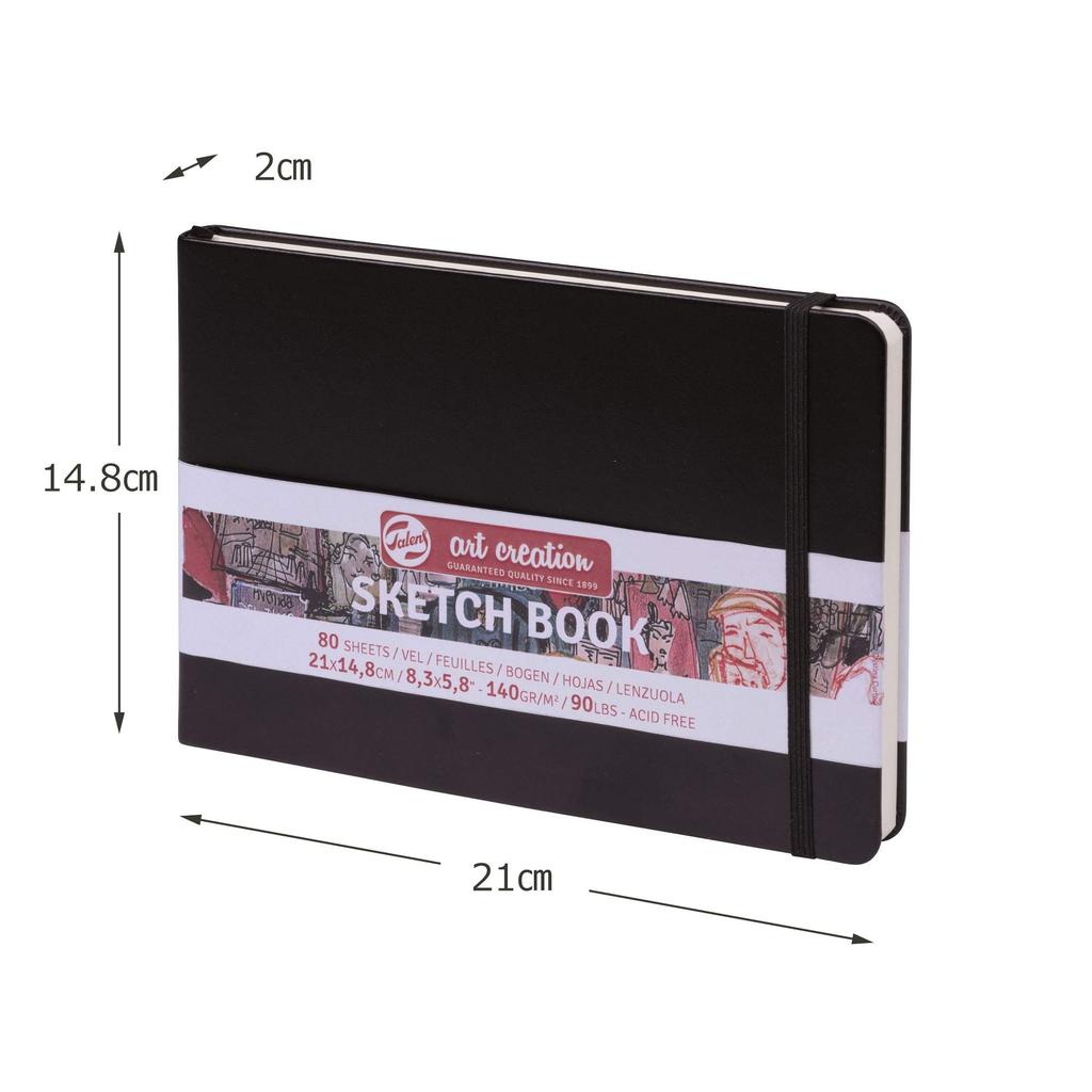 Talens Art Creation Desenho 21 x 15 140g Fino 80 407170 Caderno de Esboços, Caderno, cm, Preto, Grosso, Grão, Neutro, Folhas, T9314-005M,