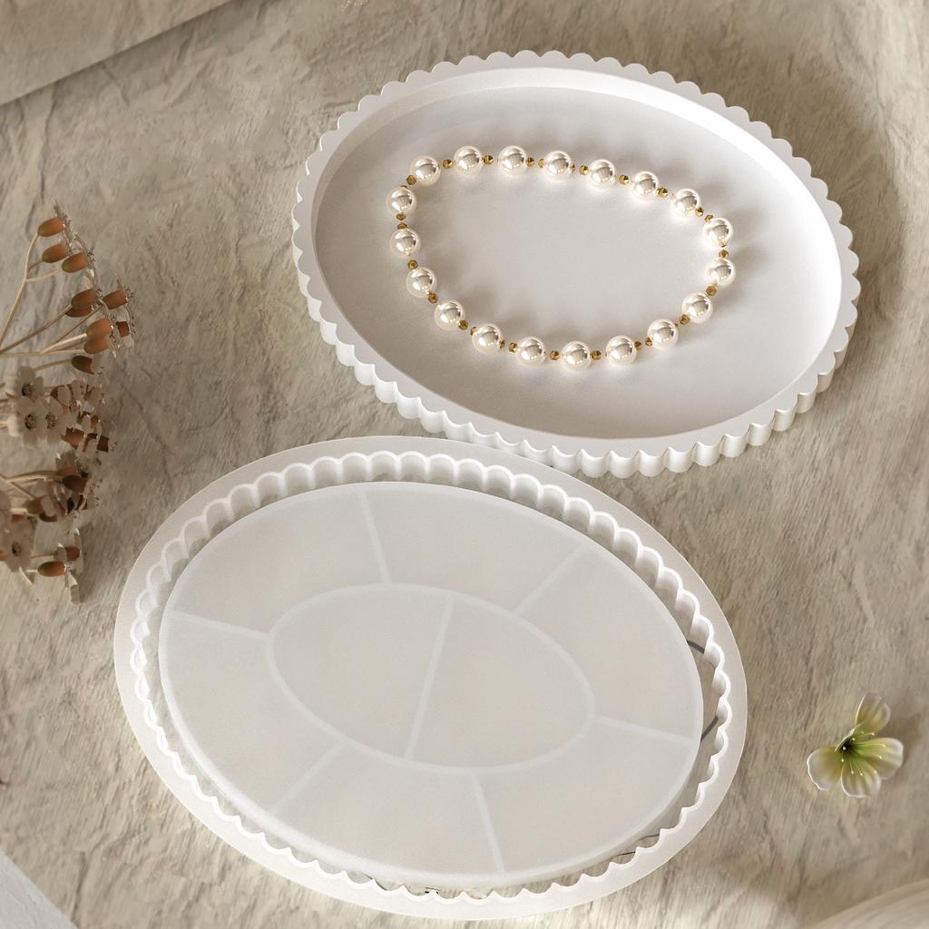 Silicone Mold Reusable Resin Mold Elliptical Tray Mold Flexible For Snack Supply Resin Art Home Decor