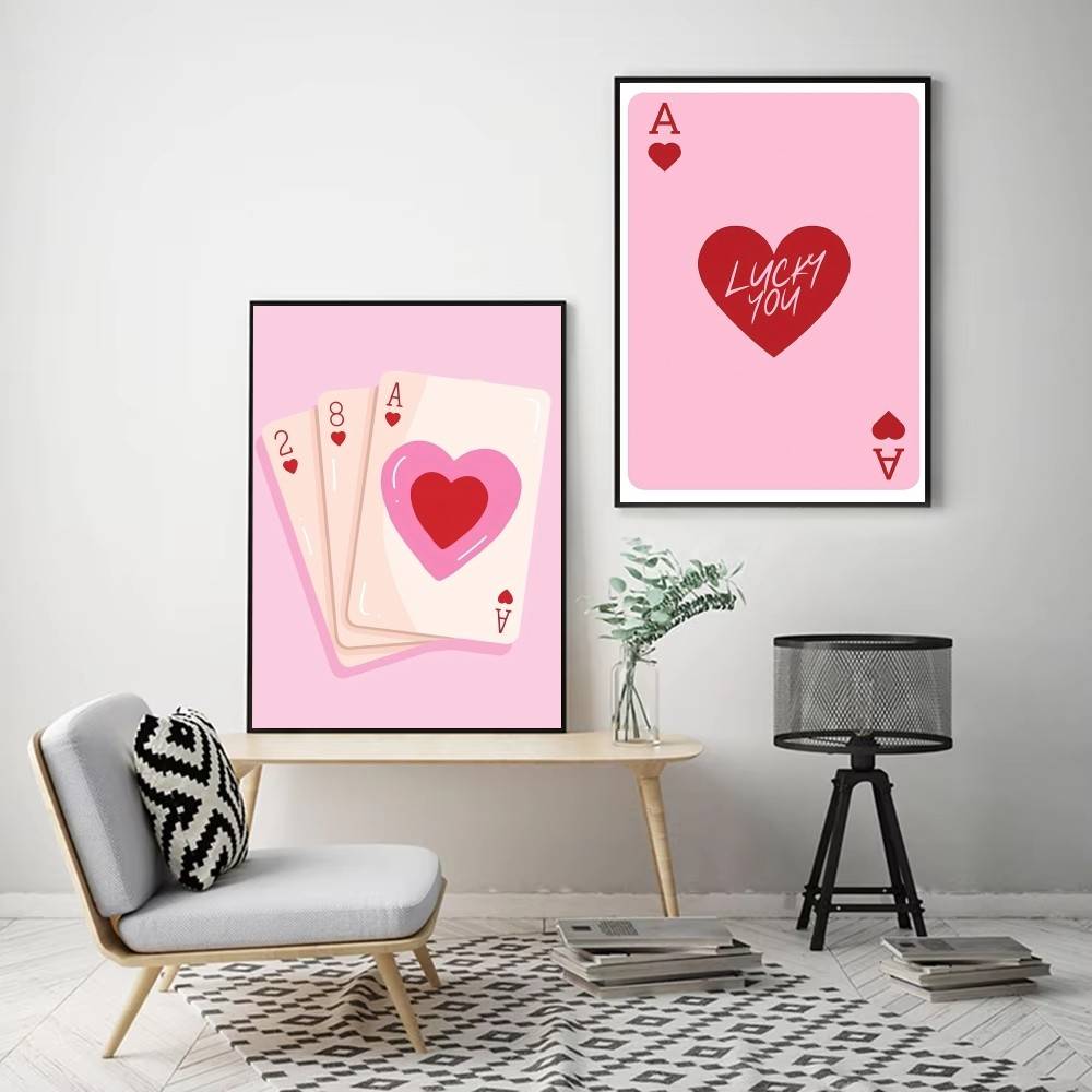 Cartoon Trendy Retro Aesthetic Pink Card Posters Fancy Wall Sticker for Living Room Bar Decoration Wall Decor