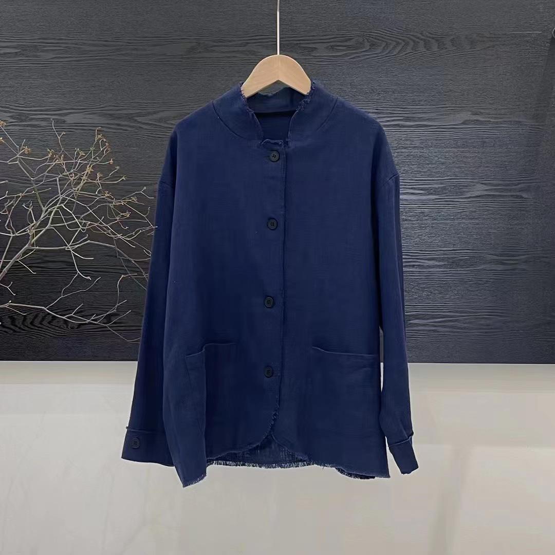 

Women s Spring Retro Cotton-Linen Jacket - Versatile Long Sleeve Shirt One Size
