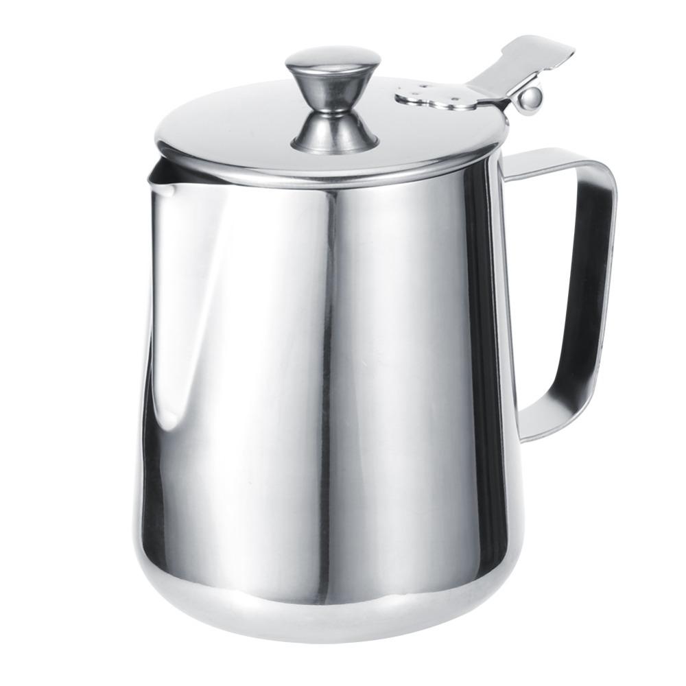 Con Coperchio Tazza per Montare il Latte Acciaio Inossidabile Tazza per Latte Art Caraffa per Vapore Caraffa per Vapore Caffè Casalingo