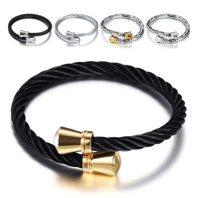 Einfaches, modisches, neues Trend-Armband aus Titanstahl, Persönlichkeit, Stahldraht, offenes, verstellbares Armband