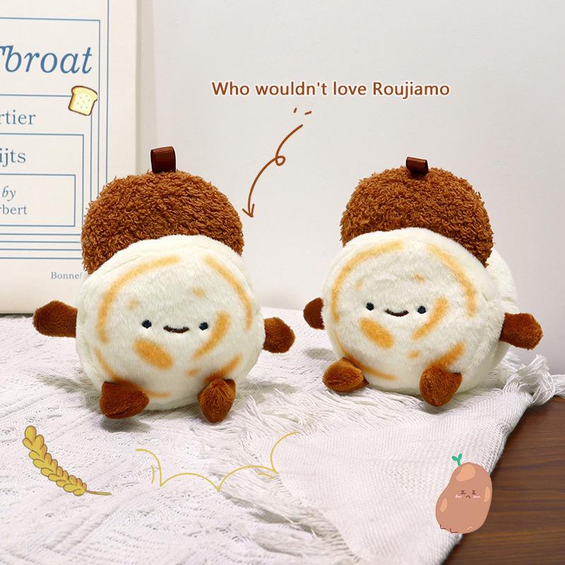 Chinese Burger Roujiamo Doll Cultural And Creative Bun Pendant Plush Doll Couple Commemorative Pendant Gift