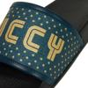 Used 9539 GUCCY Print Slides 522023 7898 7 Star Green Blue Gold Black 10.2" Unused SEGA Logo Turquoise Men's from Japan