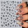 Yousheng 1 Sheet Halloween Spider Nail Art Sticker Waterproof Self-adhesive Gothic Spooky Spiderweb Women Fake Nail Decoration Decal