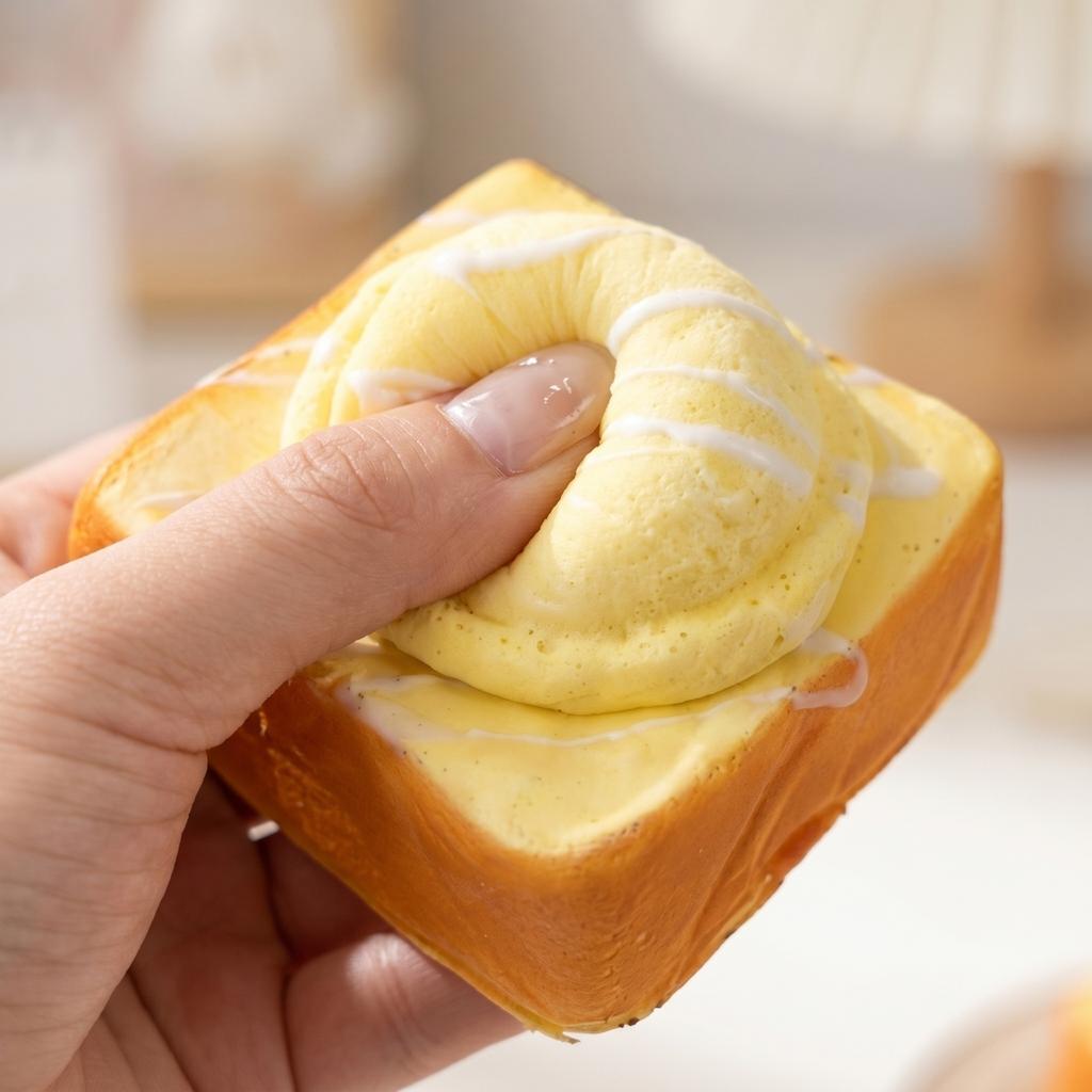 Squishy Toy Soft Foam Simulation Bread with Ice Cream Scoop Shape Slow Rising Stress Relief Squishy Toy for Sensory Play and Collection