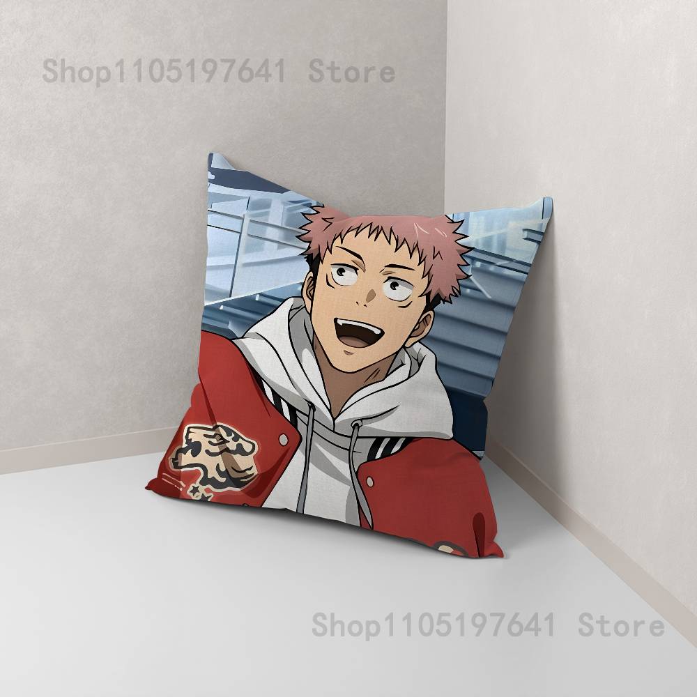 Anime Y-Yuji I-Itadori Pillow Case For Sofa Decor Car Office Room Printing Cushion Cover Decorations and Protector