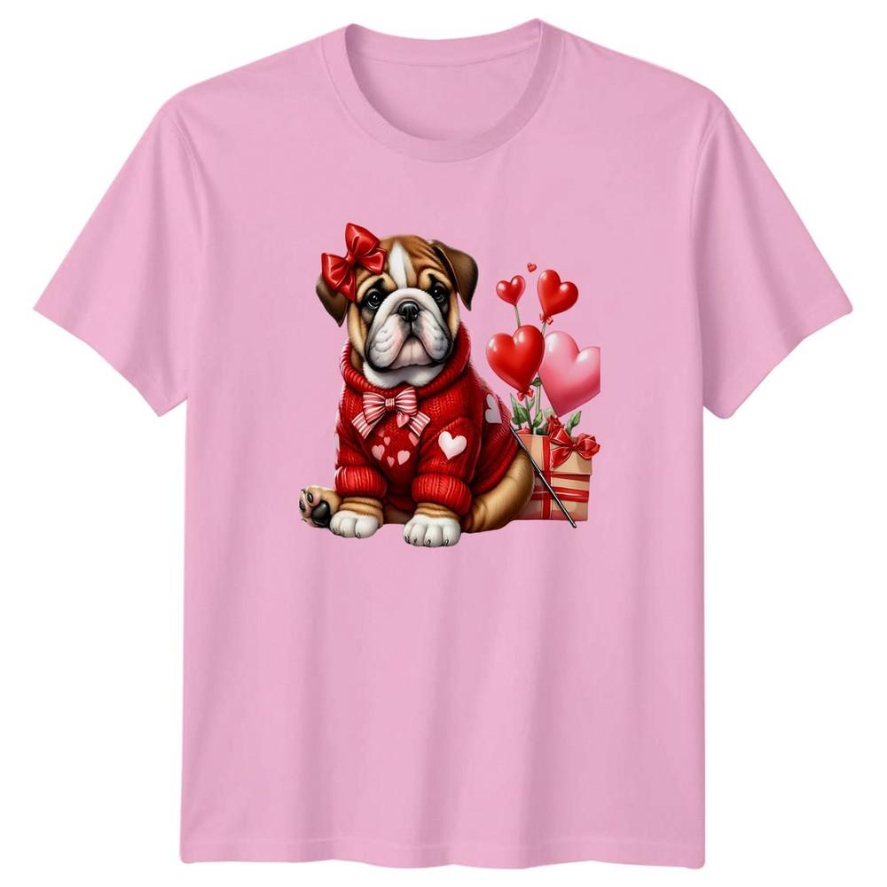 Bulldog Puppy Hearts Valentines Day Unisexs TShirt Unisexs Tee Graphic Unisex