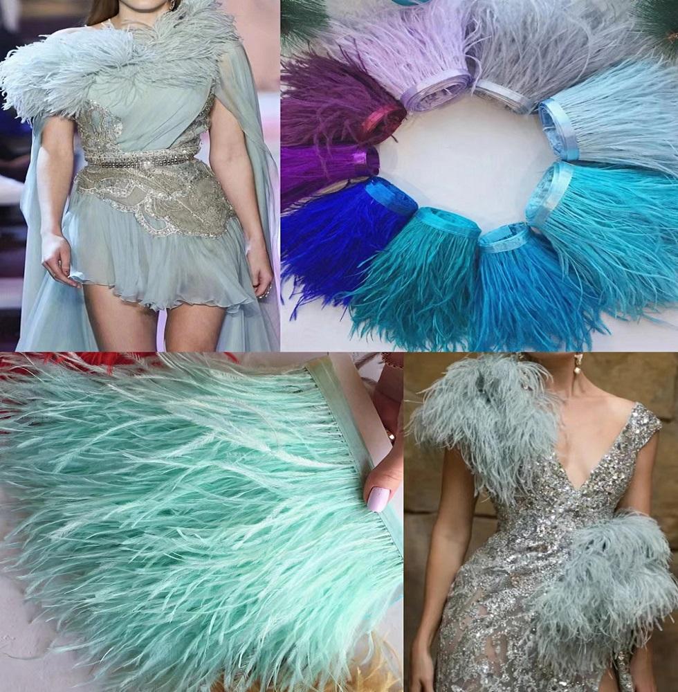 10 Meters Fluffy Colored Ostrich Feather Trim Ribbon 8-10Cm Natural Plumes Sewing Trimmings For Dress Clothing Decoration Crafts
