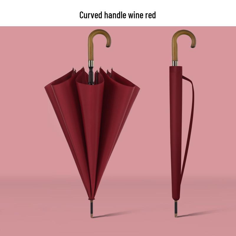 Men's Business Golf Umbrella: Solid Wood Handle, 8-Ribs, Windproof, Automatic, Extra Large, Gift