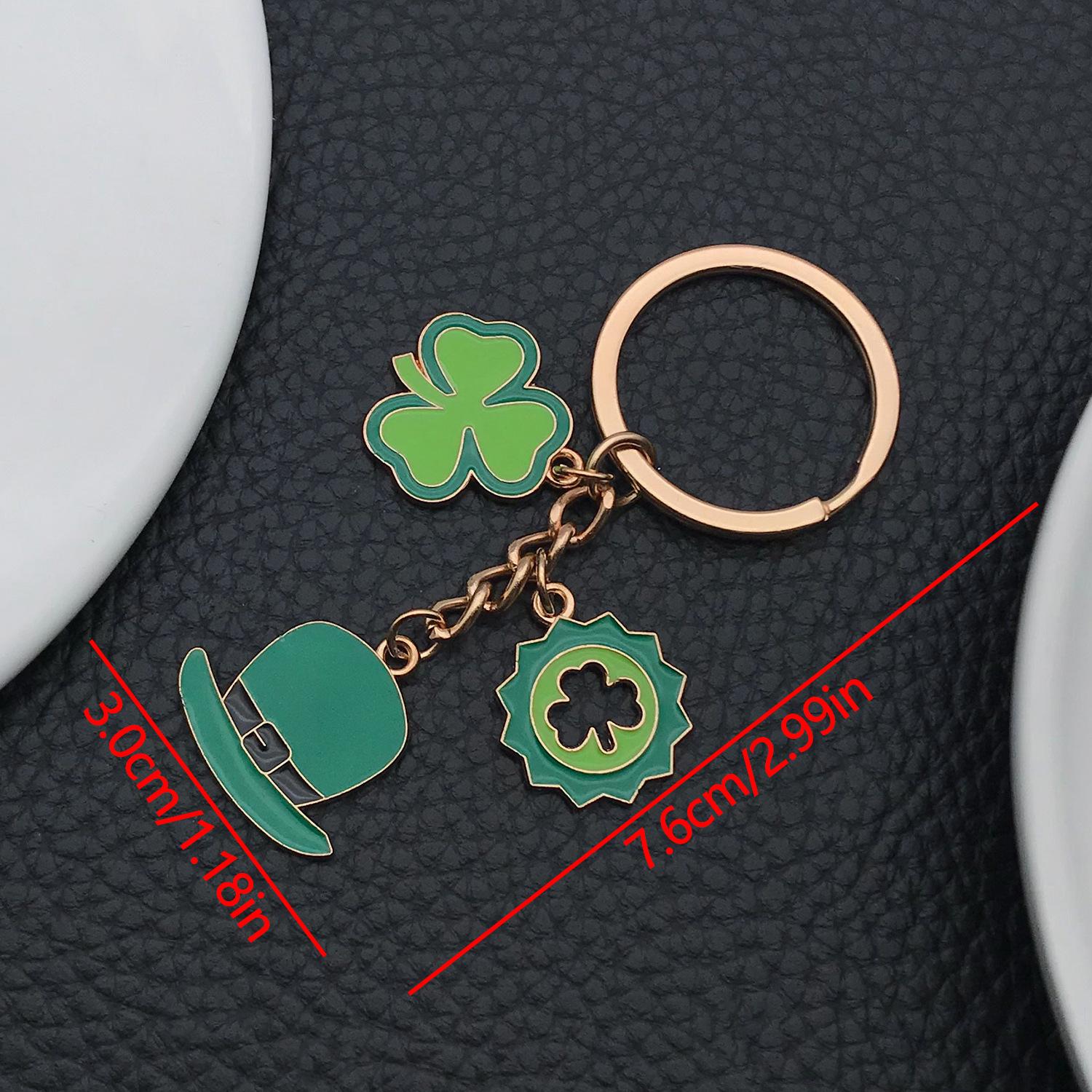Зеленый ирландский фестиваль Четырехлистный клевер Брелок-брелок для ключей: Креативный кулон-талисман