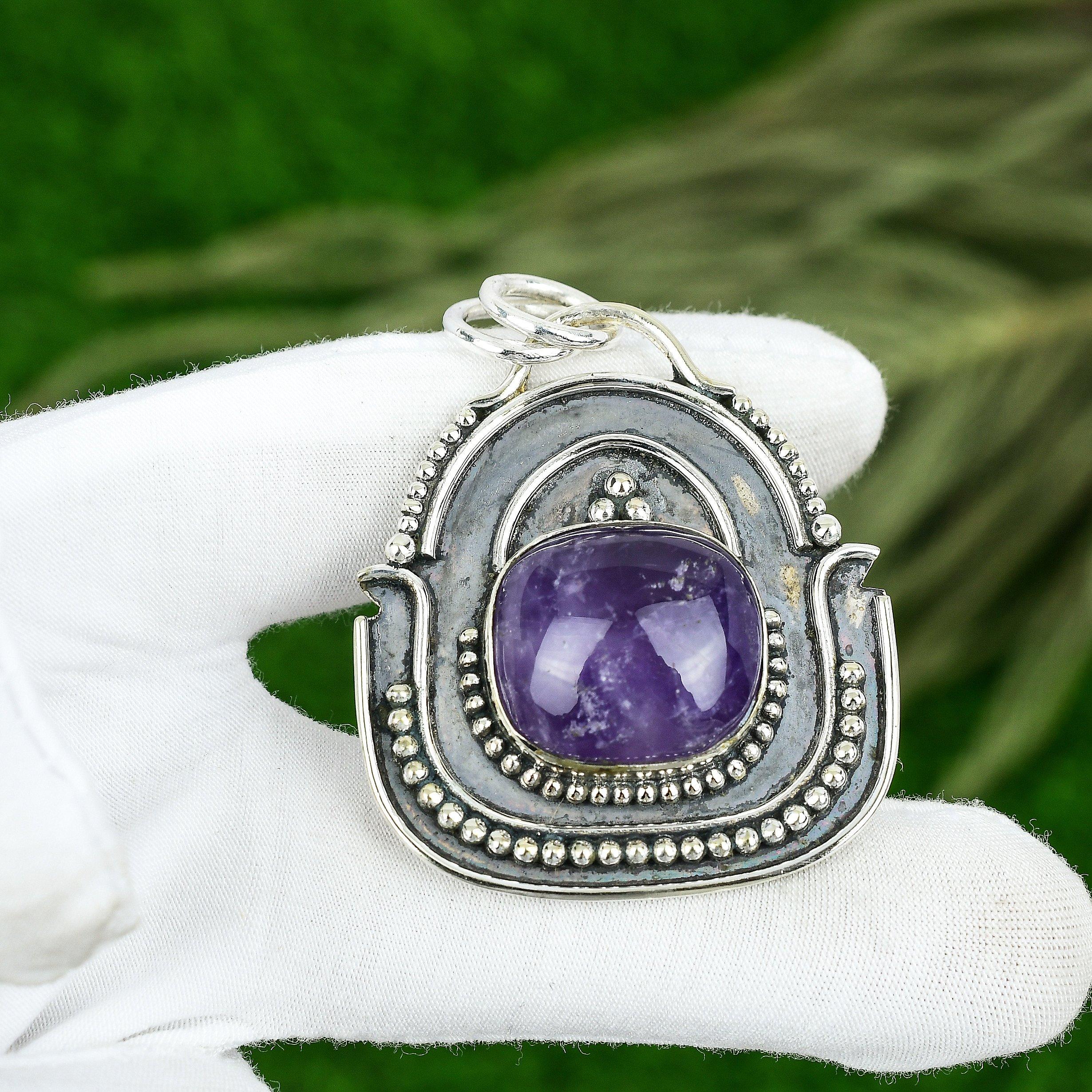 Распродажа ко Дню дружбы Подвеска с драгоценным камнем Звездный аметист для дочери Ювелирные изделия из серебра 925 пробы