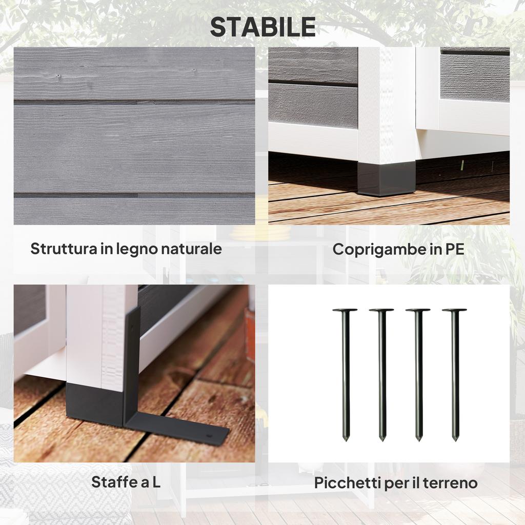 Wooden Garden House with Adjustable Shelves, Two Doors with Lock and Windows, Grey