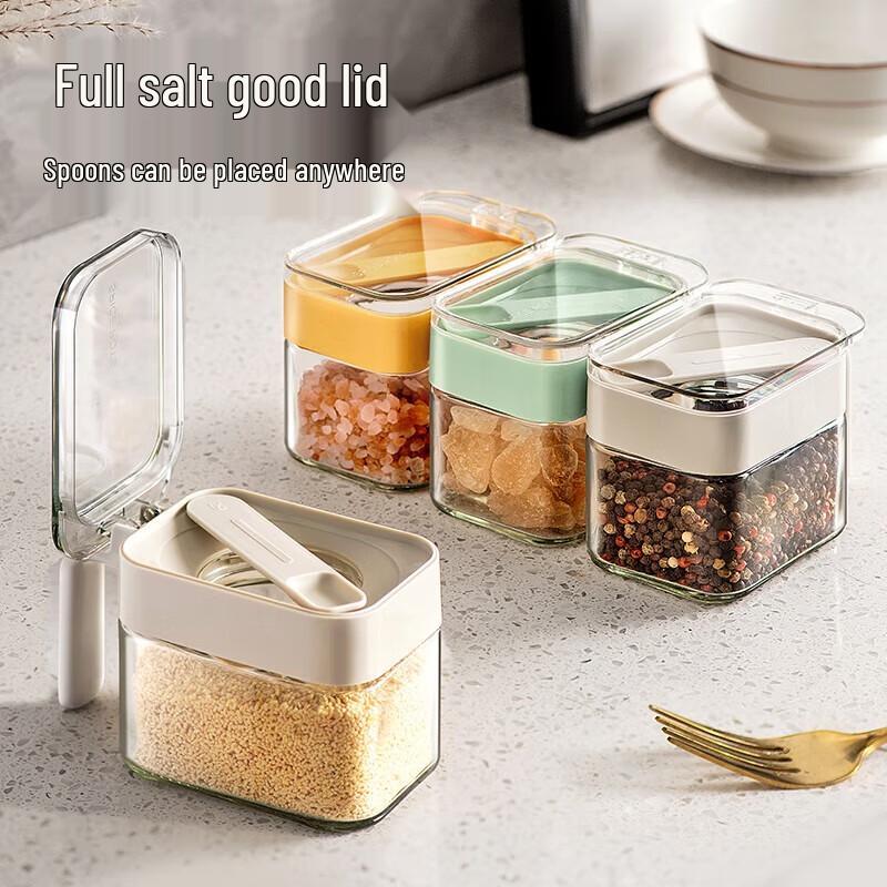 Glass Seasoning Jar with Integrated Spoon