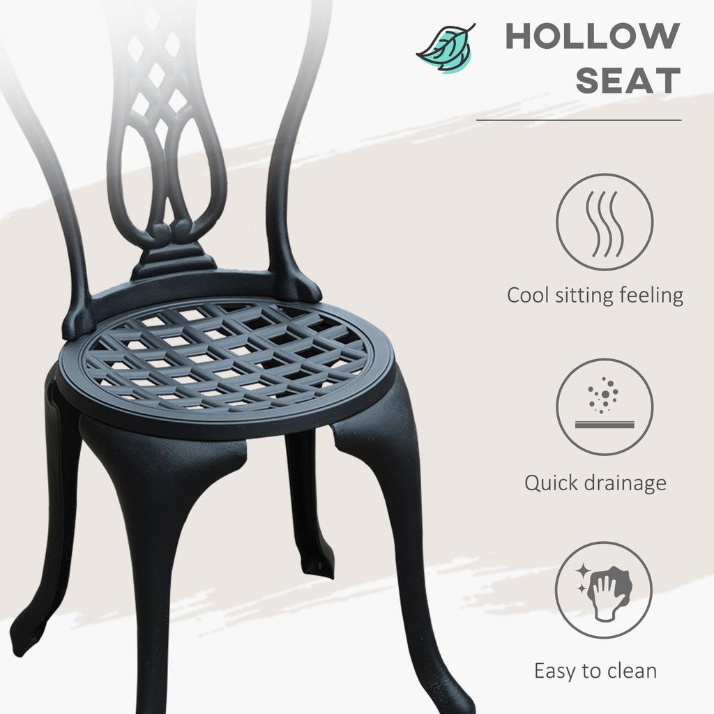 3 Piece Patio Cast Aluminium Bistro Set Garden Outdoor Furniture Table and Chairs Shabby Chic Style