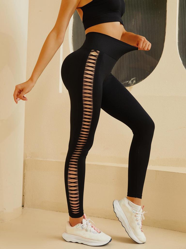 Cross-Border Tie-Dye Hip-Lifting Hollow Yoga Leggings: Slim Fit, Sports & Cycling Pants