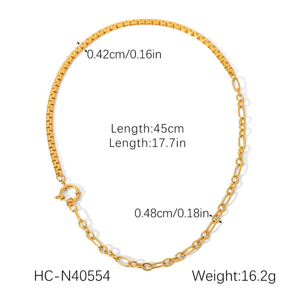 necklace gold and silver color-block spliced cross buckle choker handmade chain titanium steel bracelet high-end jewelry