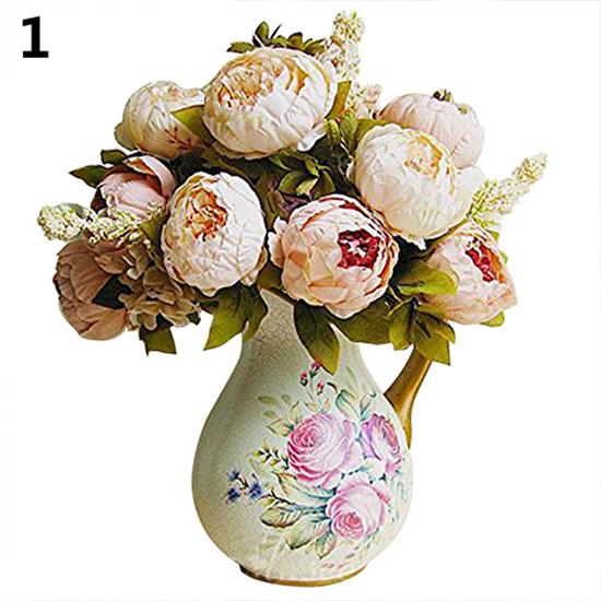 

Искусственные свадебные цветы из искусственного шелка, 1 букет, 8 головок пиона для дома светло-розовый