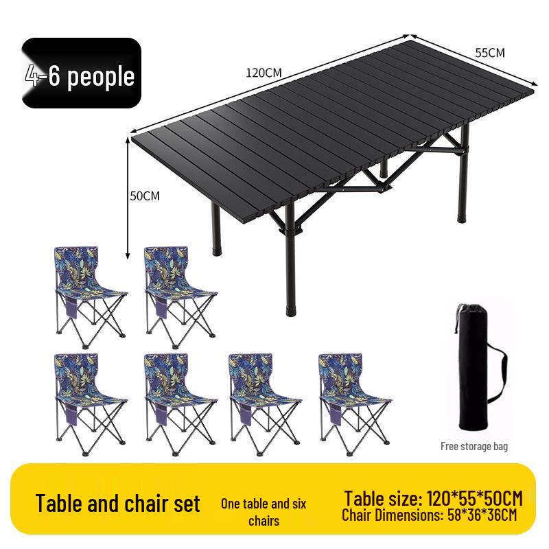 Outdoor Portable Folding Table & Chairs Set - Lightweight Roll-Up Table with Camping Seats