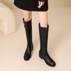 Krazing Pot Cow Split Skin Round Toe Med Heels Knight Boots Size 46 Size 45 Zip Plus Size Women Sewing Thigh High Boots