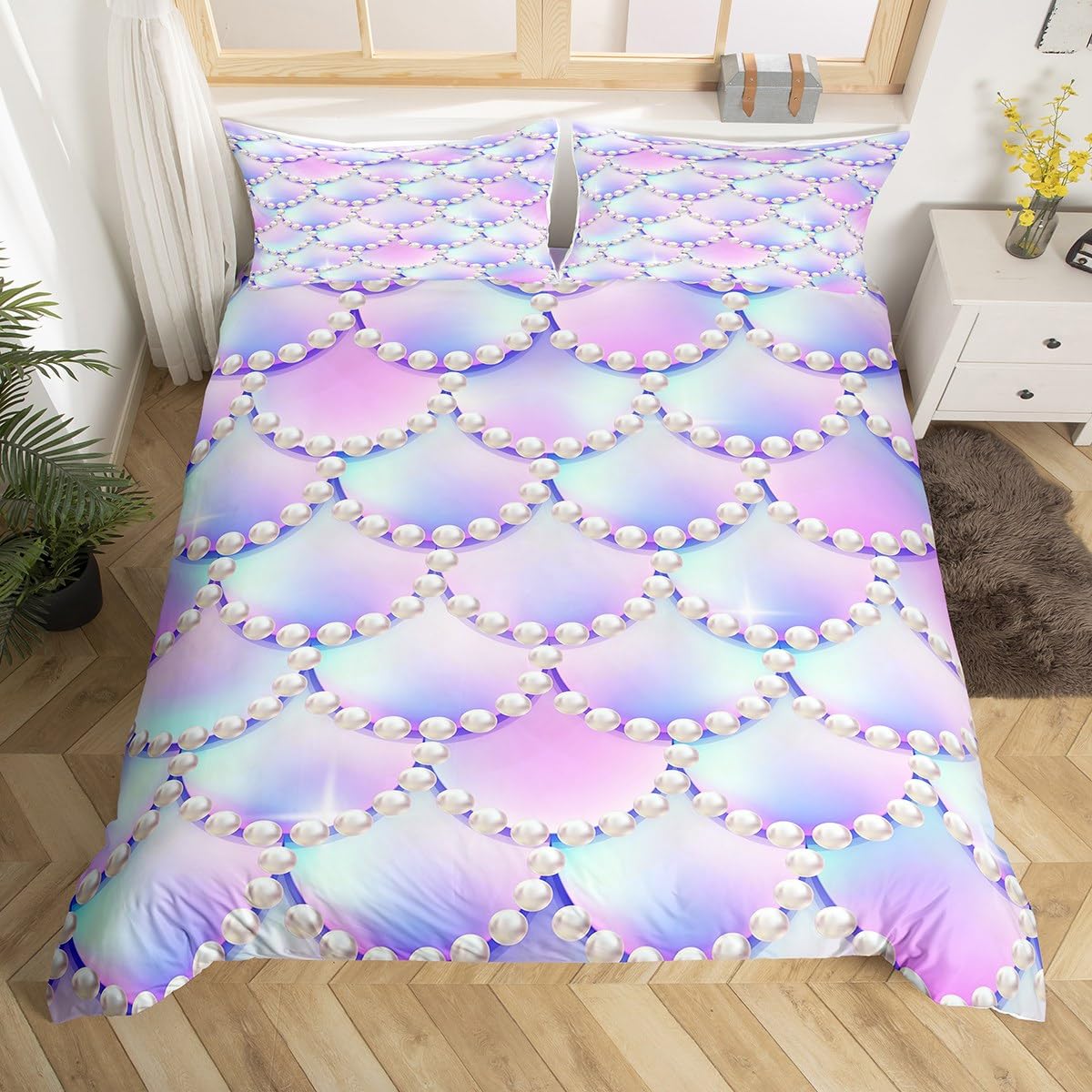 

Carton Soft Duvet Cover Mermaid Warm Comforter Cover Microfiber Unicorn Animal Beding Set King For Children Kids Young Girls Tens Kawai Bedrom Decor 135*200cm Eu-Single
