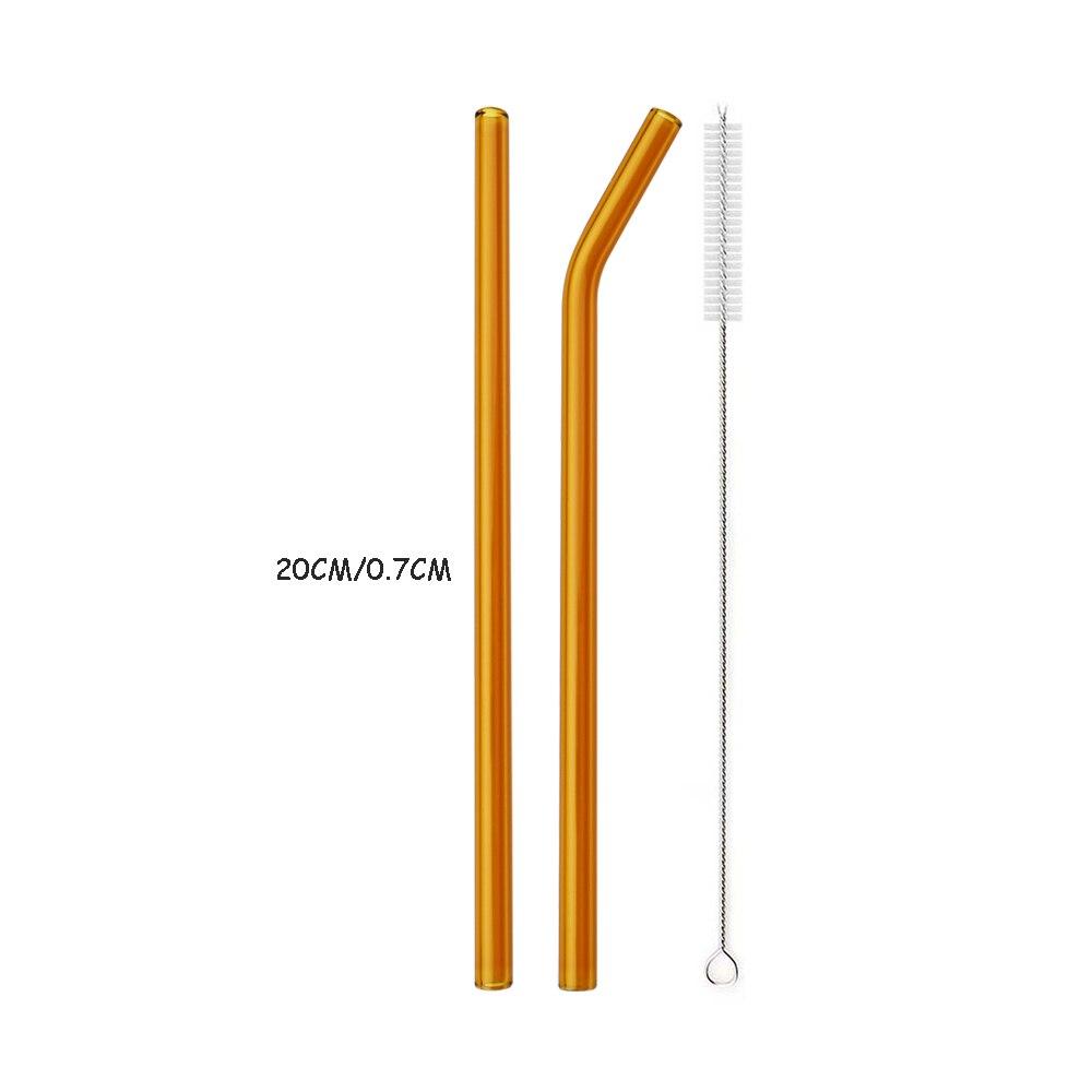 3Pcs High Borosilicate Glass Straw Colors Reusable Drinking Straw Set Eco Friendly Cocktails Bar Accessories Straw with Brush