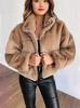 2025 European & American Women's Plush Faux Fur Zipper Cardigan Coat for Autumn & Winter