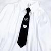 Fashionable Heart Pattern Zippers Ties Versatiles Black Loves Pattern Necktie for Various Styles