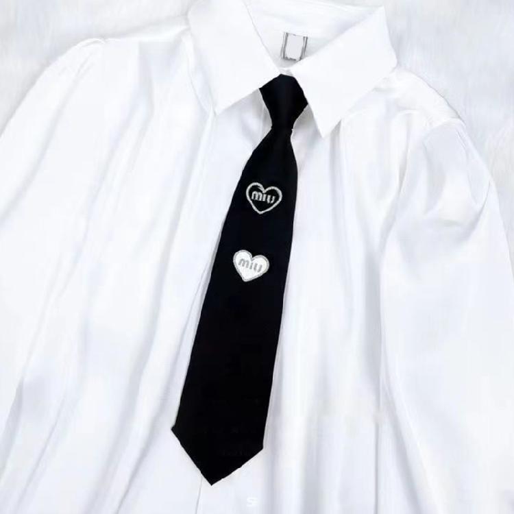 Fashionable Heart Pattern Zippers Ties Versatiles Black Loves Pattern Necktie for Various Styles