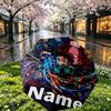 Custom Name Personalized Demon Slayer Anime Print Umbrella, Auto Open Close, 8‑Rib Sturdy Frame, Commute Camping Hiking Use, Birthday Gift