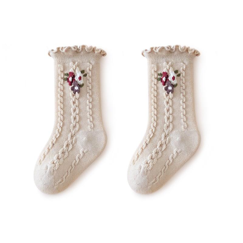 Baby Cotton Socks For Girls Newborn Toddler Ruffle Boneless Sock Children Medium tube Princess Stockings 0-8 Years Autumn Winter
