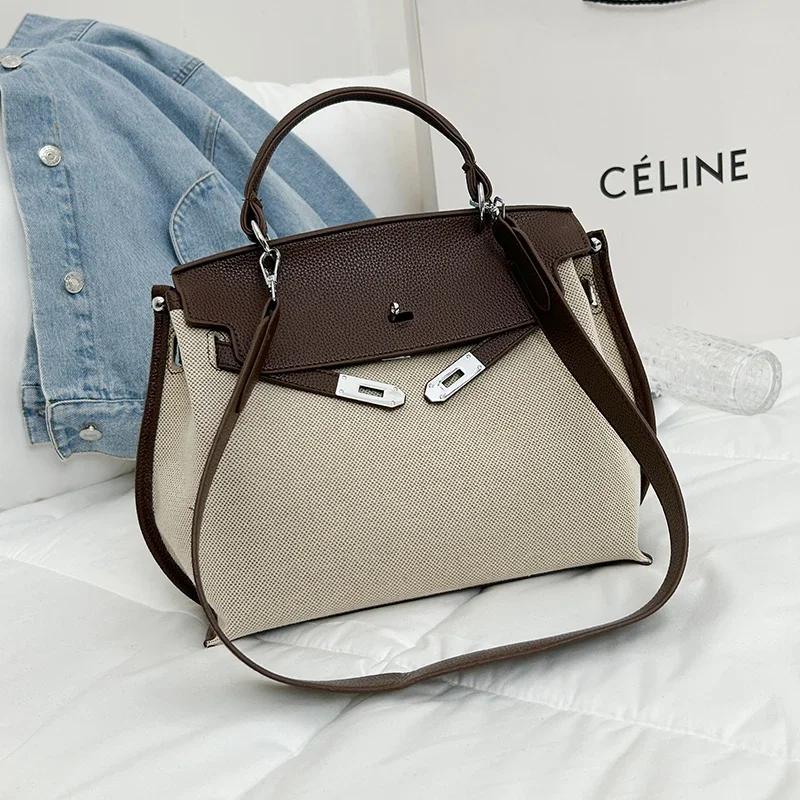 

Shoulder Bags with Internal Compartment for Women Casual Zipper PU Bags Contrasting Colors High Quality