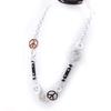 NOA [G5888] - Designer Long Necklace 'Peace' Brown White