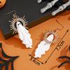Vintage White Ghost Halo Pendant Earrings, Geometric Ghost Fashion Earrings
