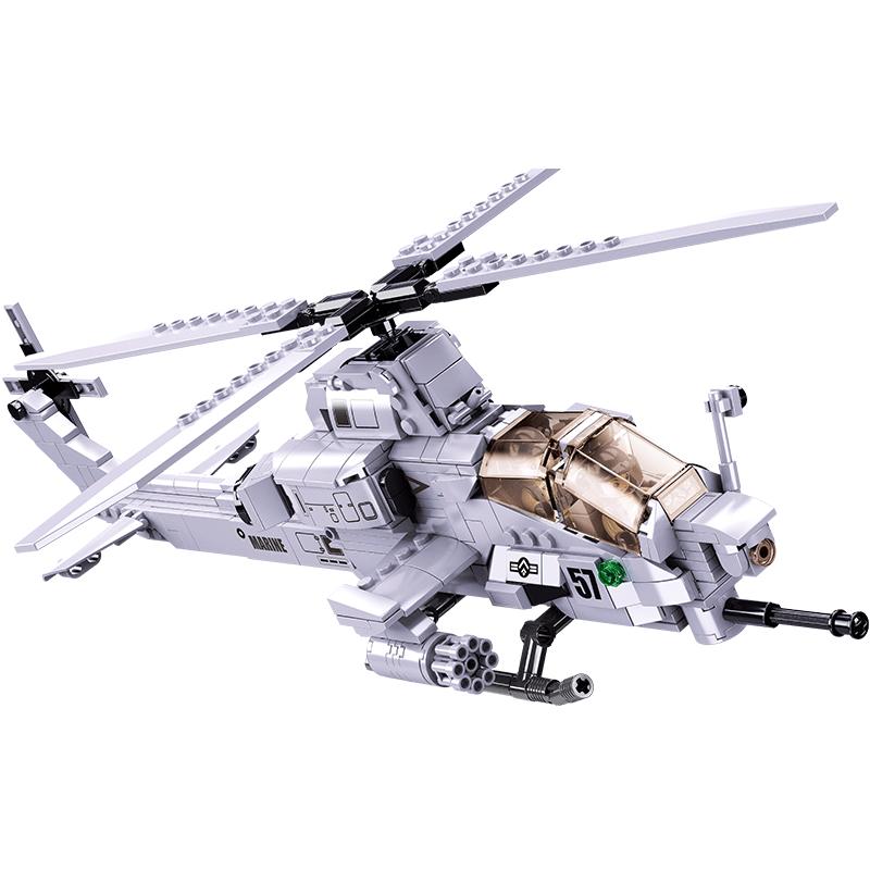 

non-toxic 482PCS Air Force AH1Z Aircraft Plane Helicopter Building Blocks Military War Series Model Bricks With Figures DIY Toys For Kids No Box