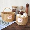 No Hole Imitation Rattan Basket Hand-woven Sundries Organizer Wall Hanging Storage Basket  Egg
