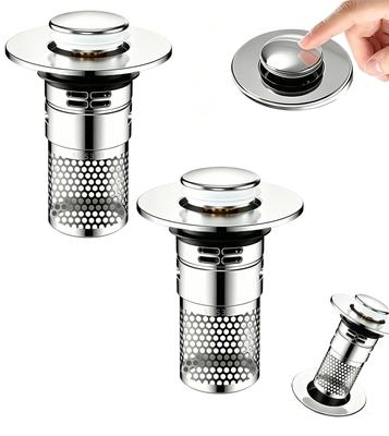 2-Pack Universal Bathroom Bounce Sewer with Removable Stainless Steel Filter Basket