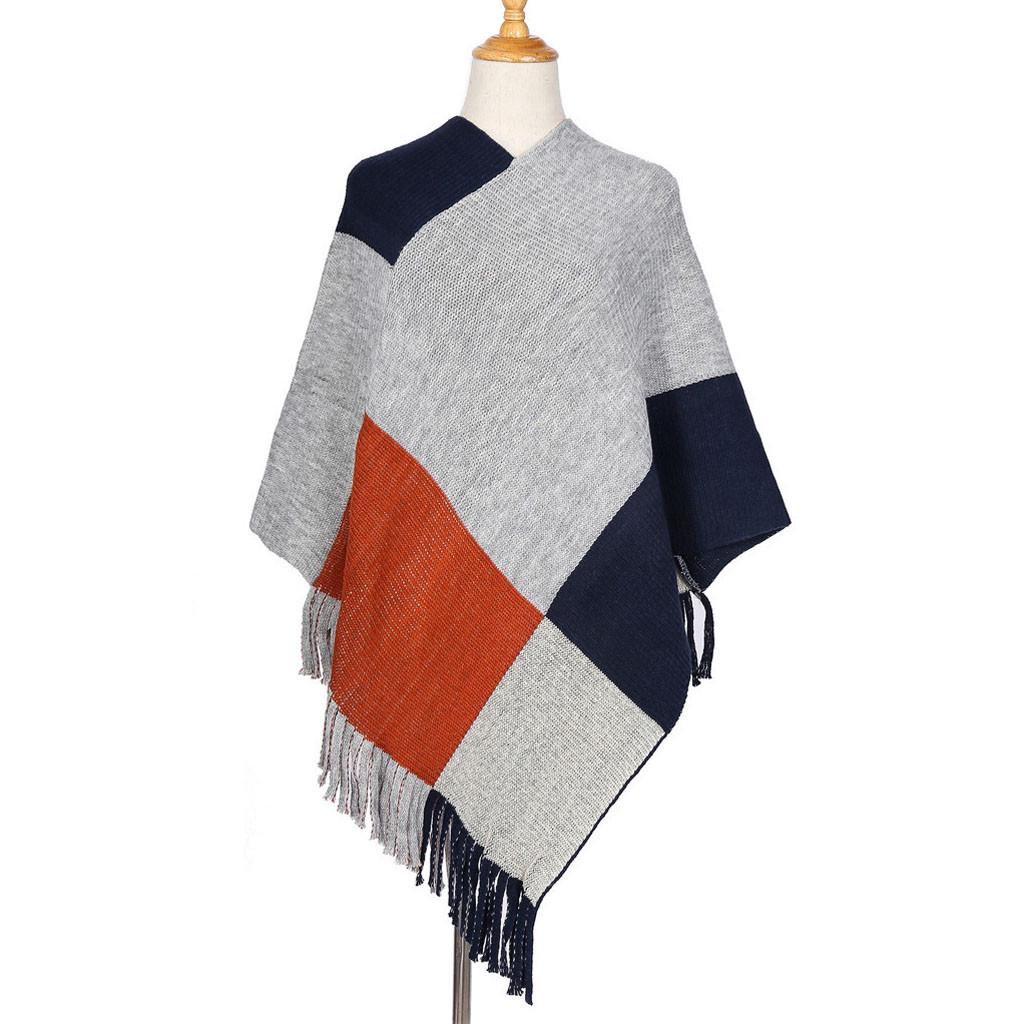 Women Long Tassel Winter Wool Blend Soft Warm Scarf Wrap Shawl Plaid Scarf