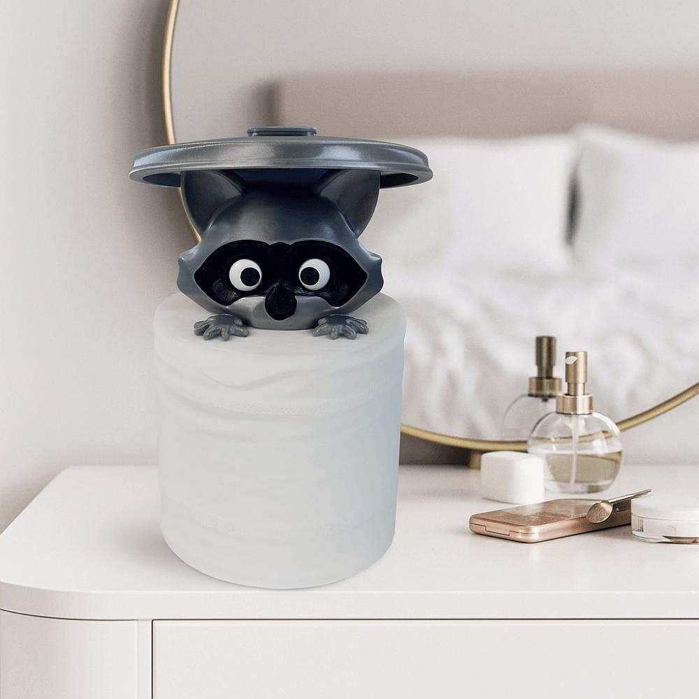 No Drilling Required Raccoon Toilet Paper Holder Adorable Animal Design Funny Animal Decor  Kitchen