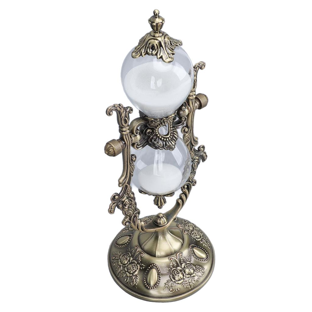 Sand Timer With Stand Vintage 15 Min Engraving Embossed Golden Hourglass Timer for Shelf Decor
