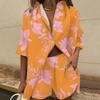 Summer Women's Two Piece Short Sets Women Casual Print Short Sleeve Shirts 2 Piece Set Shorts Loose Office Shirts Suit Outfites