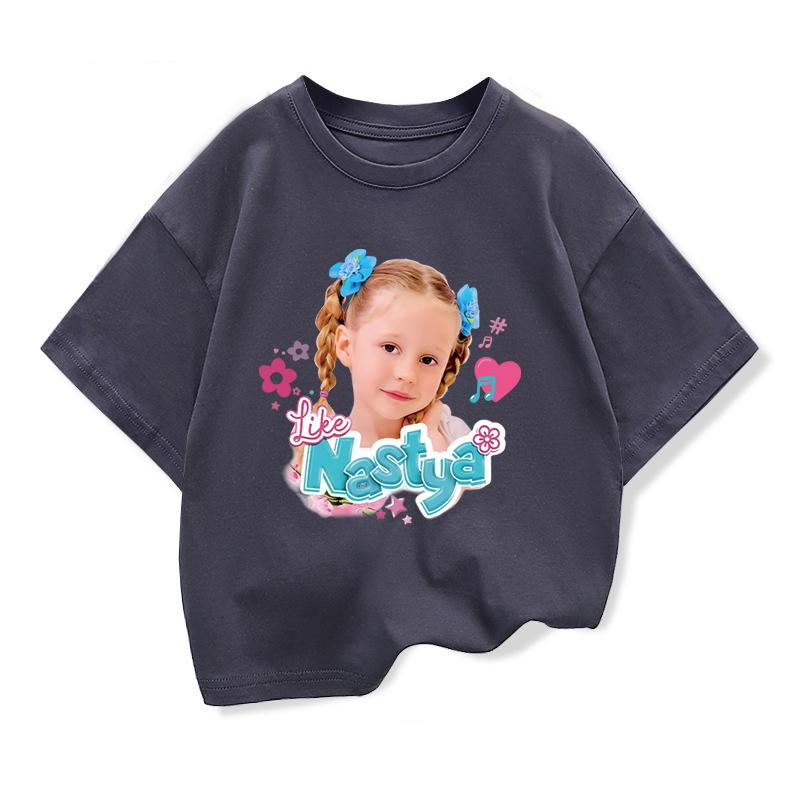 

Summer Like Nastya Printed Clothes Tee Kids Cotton Cute Girl T-shirt Baby Girls Children s Tops For 3-10Y Baby 110