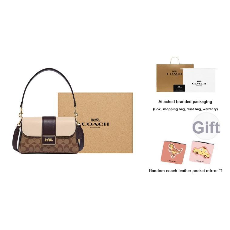 Coach Grace Series 26 Classic Monogram Logo Embossed Charm Tote Bag Women Tote Bag Brown CC066-IMUPM